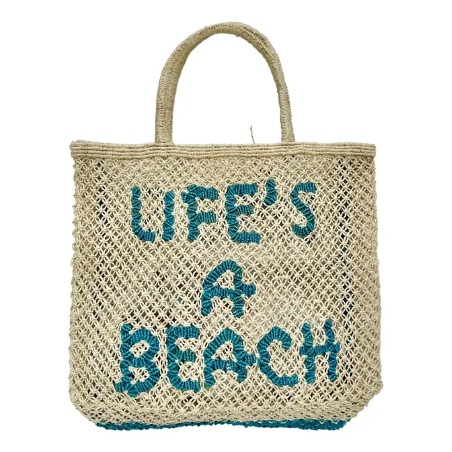 Large basket Life's a Beach | Turquoise