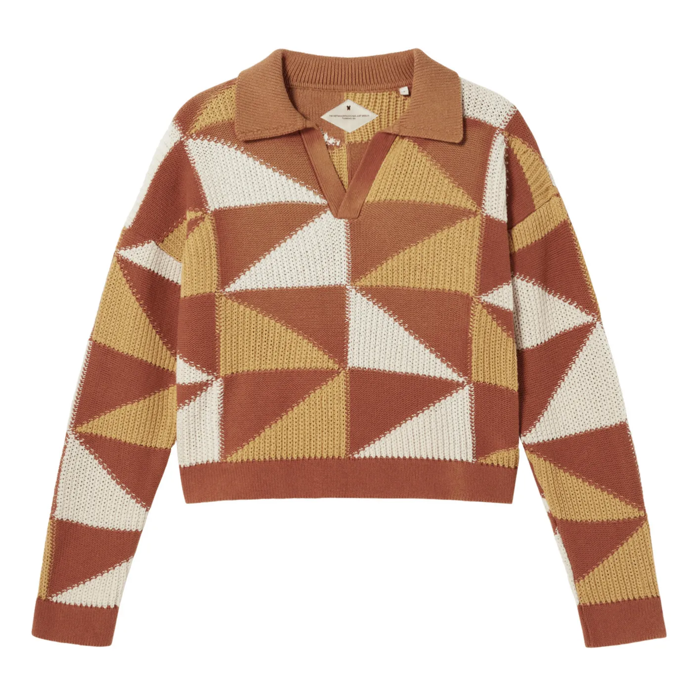 Thinking Mu Rust Paquita Polo Neck Sweater