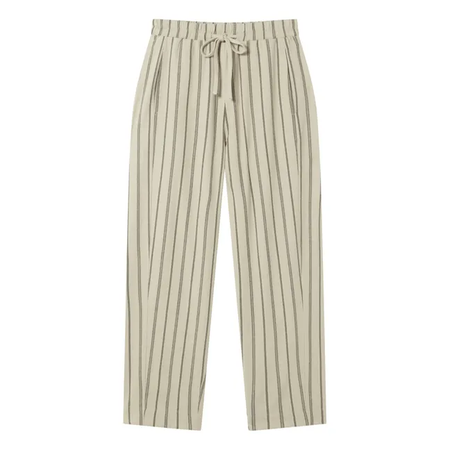 Esther Trousers Stripes Organic Cotton | Beige