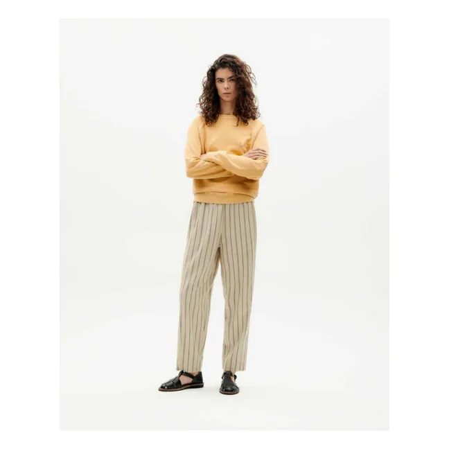 Esther Trousers Stripes Organic Cotton | Beige
