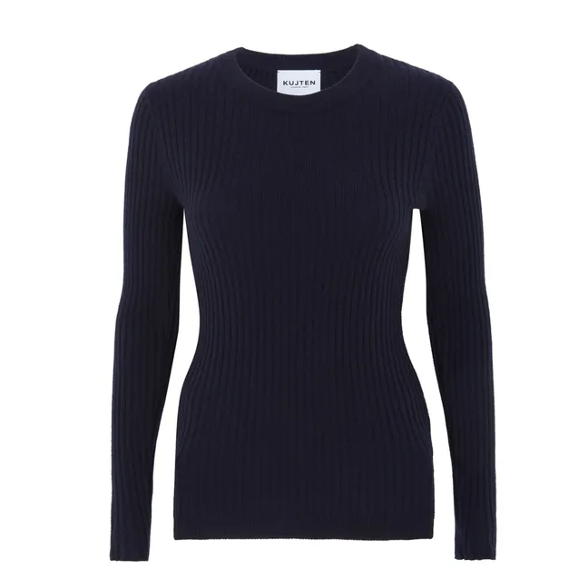 Bibi Cashmere Ribbed Sweater | Navy blue