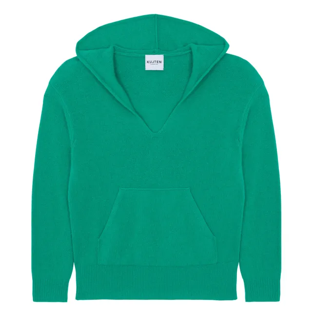 Deepika Cashmere Hooded Sweater | Emerald green