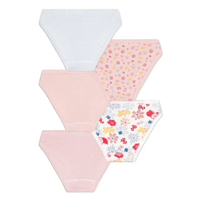 Set of 5 Flower panties | Pink