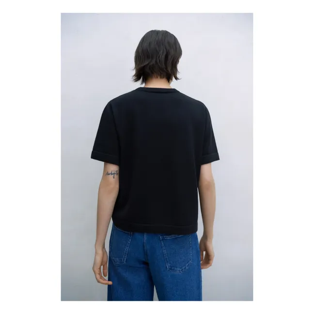 T-Shirt aus Merinowolle | Schwarz