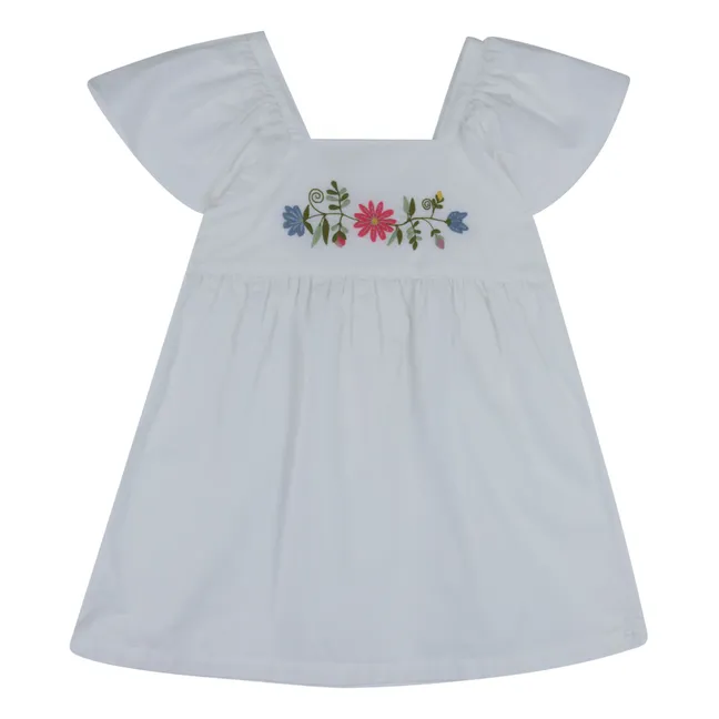 Robe Brodée Fleurs Orsola | Blanc