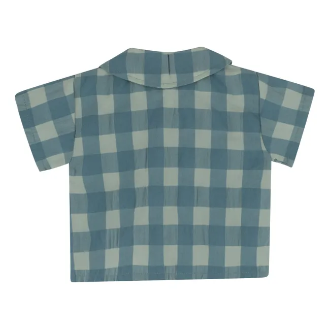 Short-sleeved gingham shirt | Blue