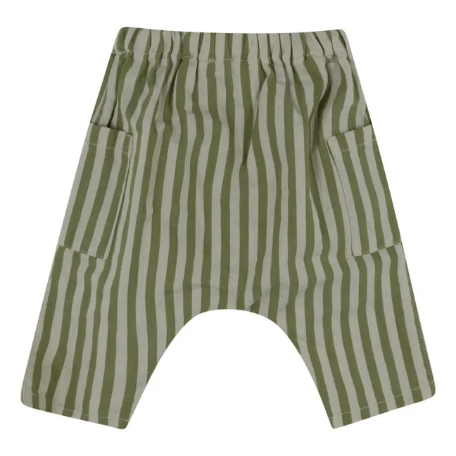 Pantalones cortos a rayas | Verde oliva