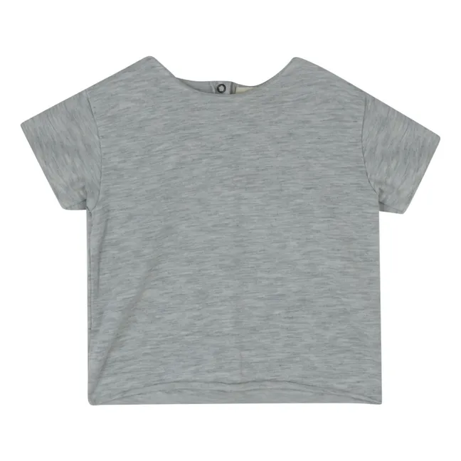 Buttoned Back T-Shirt | Heather grey
