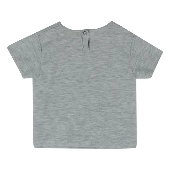 T-Shirt mit zugeknöpftem Rücken | Grau Meliert