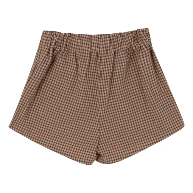 Embroidered Gingham Shorts | Clay