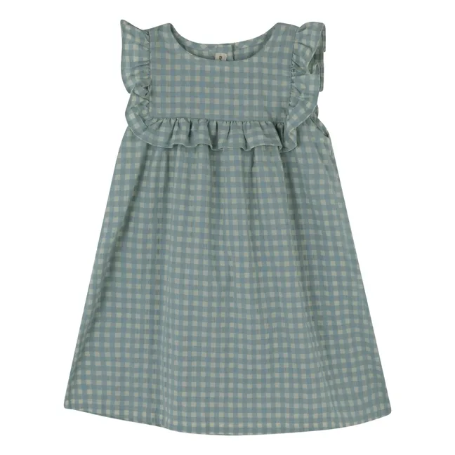 Vichy-Kleid Rüschen Elena | Blaugrün