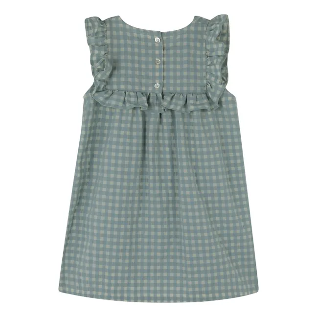 Vichy-Kleid Rüschen Elena | Blaugrün