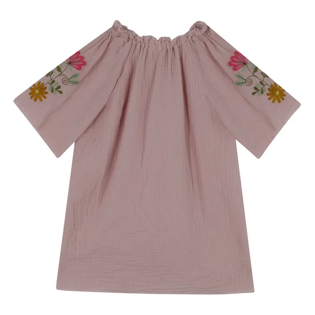 Flower Embroidered Dress | Pink