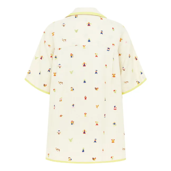 Darcy Linen Embroidery Shirt | Ecru