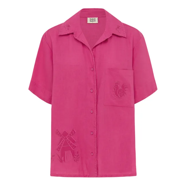 Darcy Linen Embroidery Shirt | Fuchsia