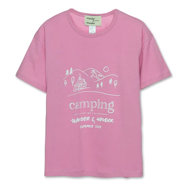 T-Shirt Camping Bio-Baumwolle | Fuchsie