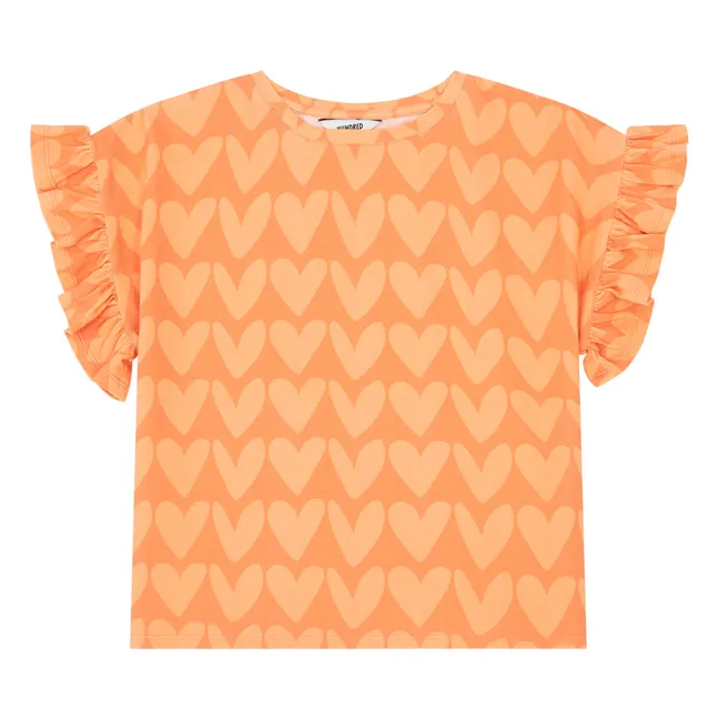 T-shirt Manches Volants Coton | Orange