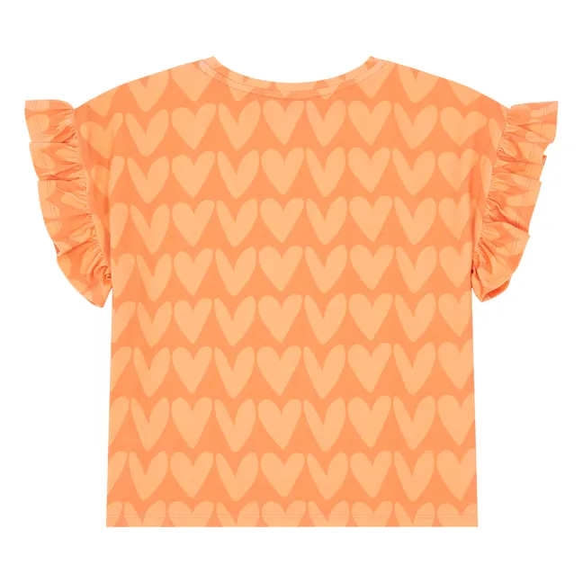 T-shirt Manches Volants Coton | Orange