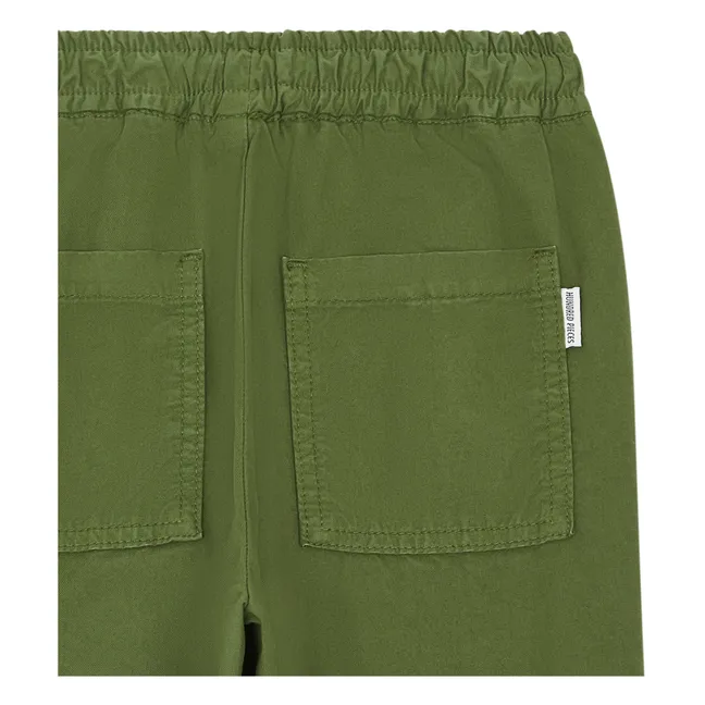 Pantalón de algodón orgánico con cintura ajustable | Verde Kaki
