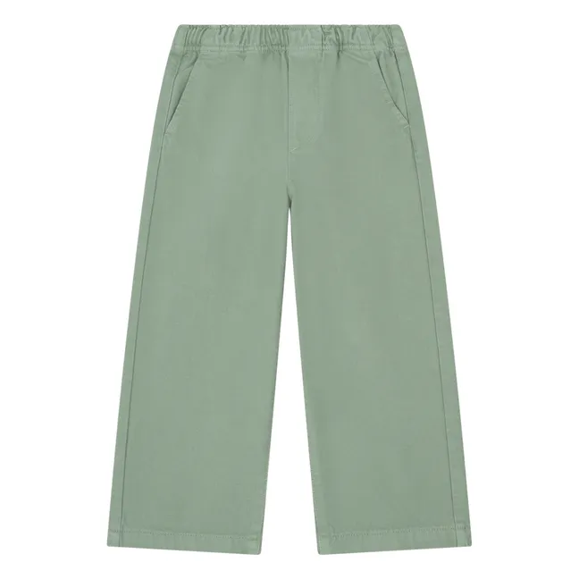 Pantalón de algodón orgánico con cintura ajustable | Verde agua