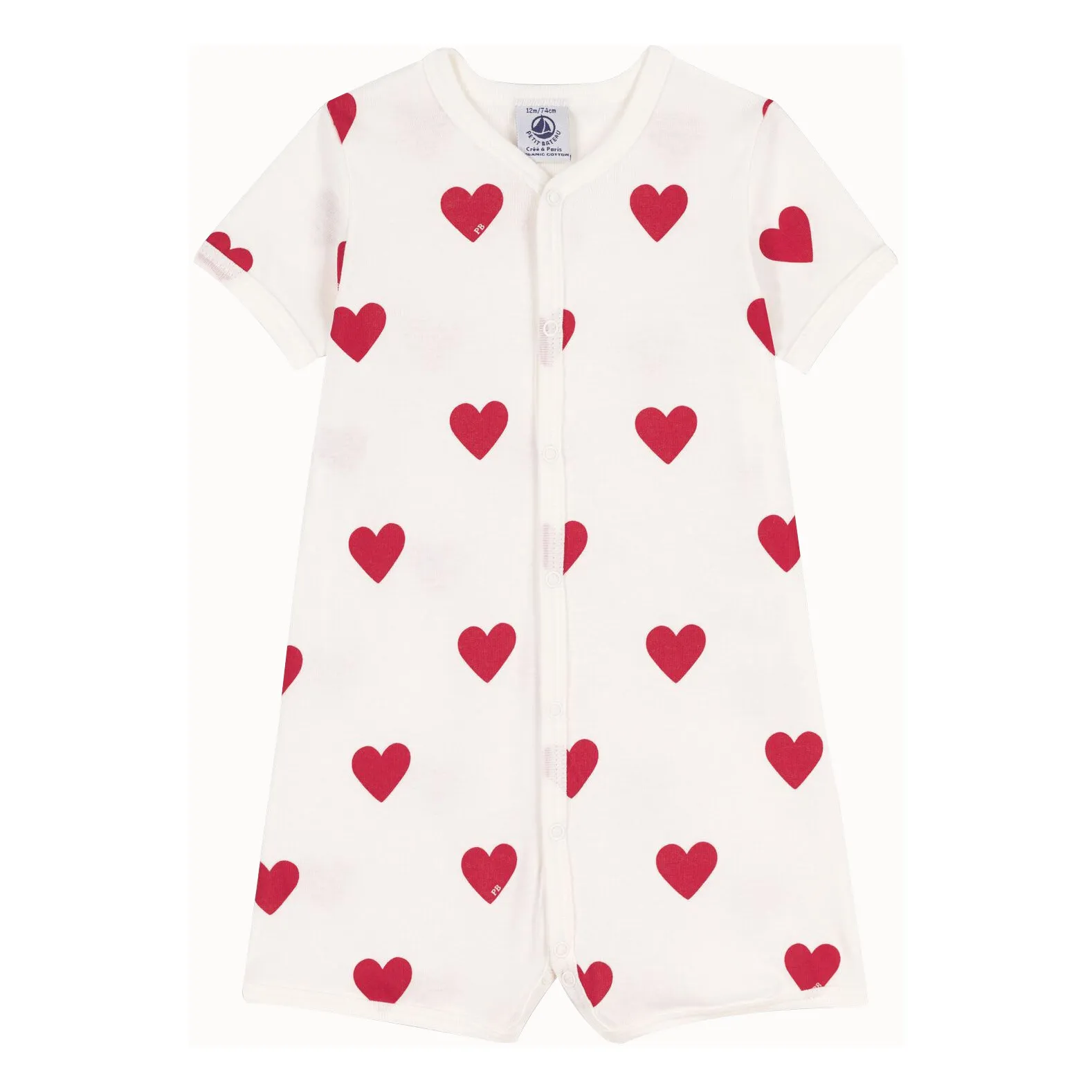 Petit Bateau White Mildor Pyjamas Hearts