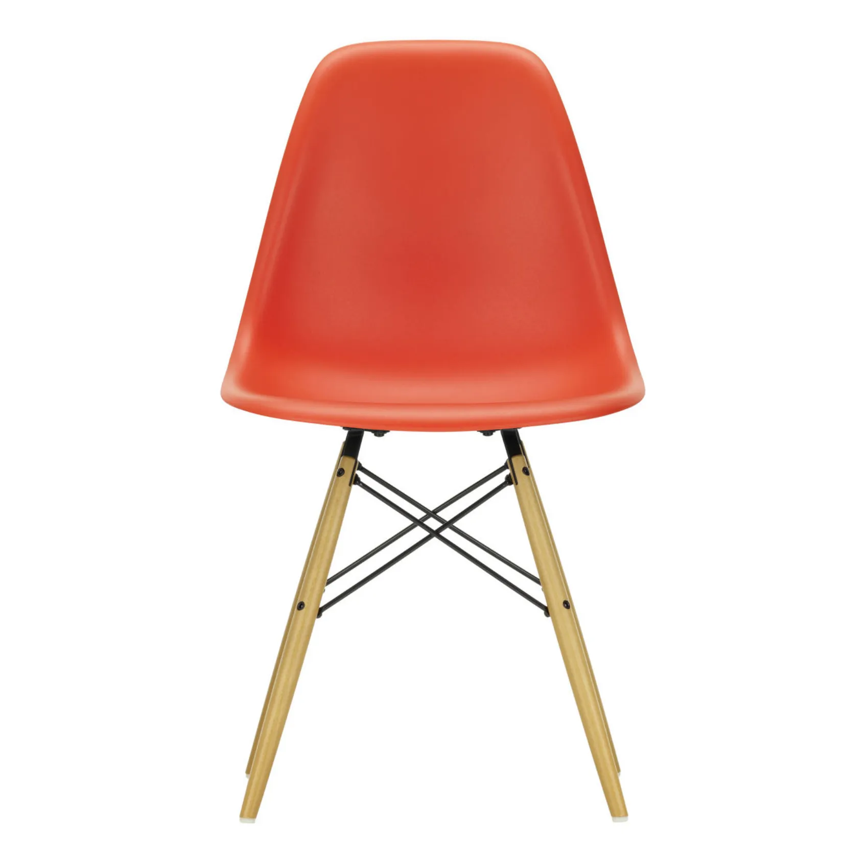 Vitra Rouge Coquelicot Dsw Plastic Chair - Maple Base - Charles & Ray Eames