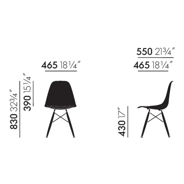 DSW plastic chair - maple base - Charles &amp; Ray Eames | Rouge coquelicot