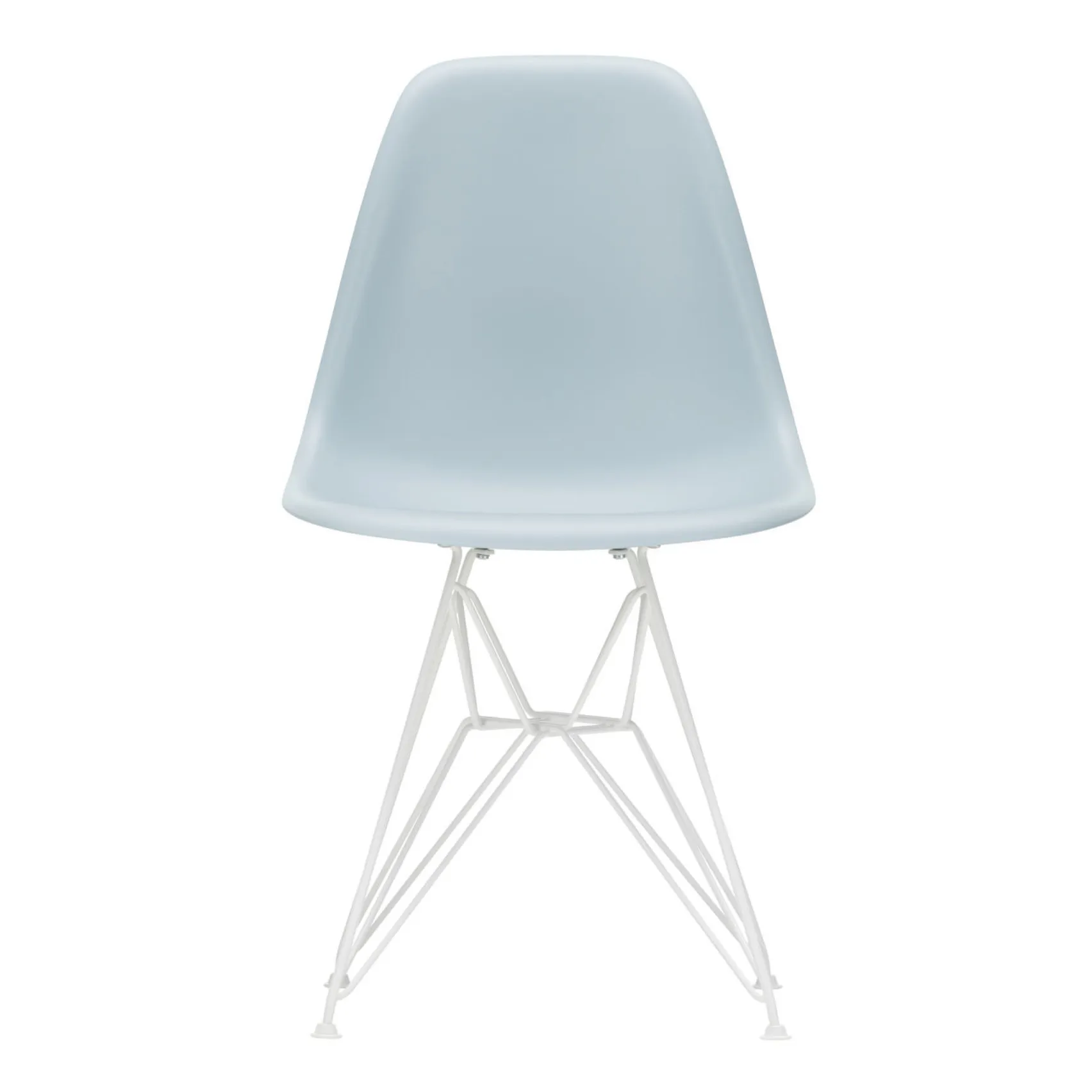 Vitra Bluish Grey Dsr Plastic Chair - White Epoxy Frame - Charles & Ray Eames