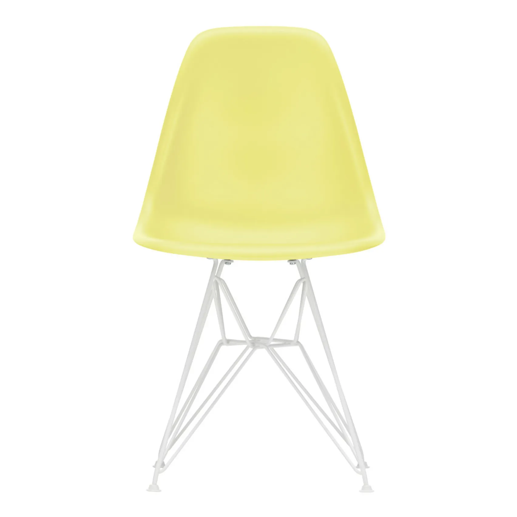 Vitra Lemon Yellow Dsr Plastic Chair - White Epoxy Frame - Charles & Ray Eames