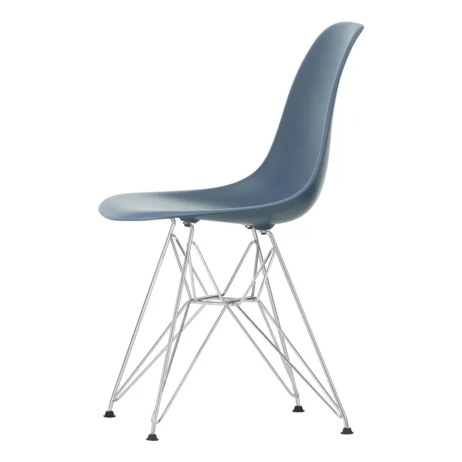 Chaise DSR Plastic - piètement Chromé - Charles & Ray Eames | Bleu de mer
