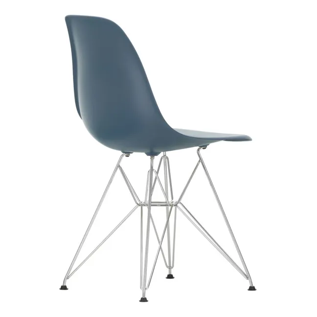 Chaise DSR Plastic - piètement Chromé - Charles & Ray Eames | Bleu de mer