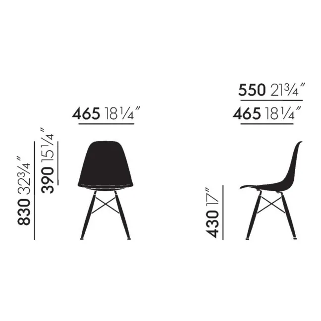 Chaise DSR Plastic - piètement Chromé - Charles & Ray Eames | Bleu de mer