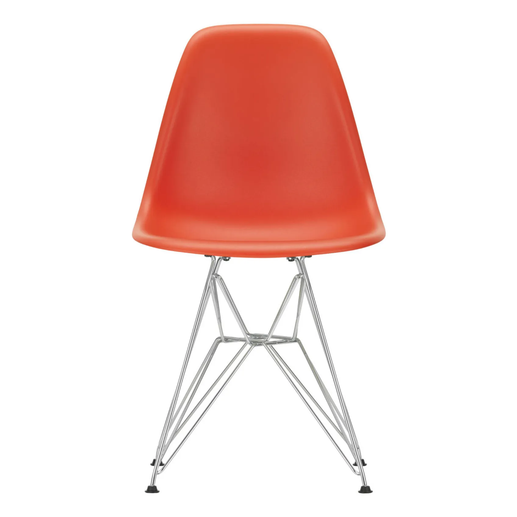 Vitra Rouge Coquelicot Dsr Plastic Chair - Chrome Frame - Charles & Ray Eames