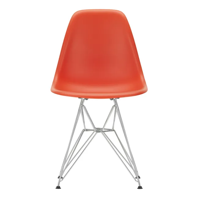 Chaise DSR Plastic - piètement Chromé - Charles & Ray Eames | Rouge coquelicot