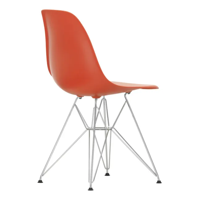 Chaise DSR Plastic - piètement Chromé - Charles & Ray Eames | Rouge coquelicot