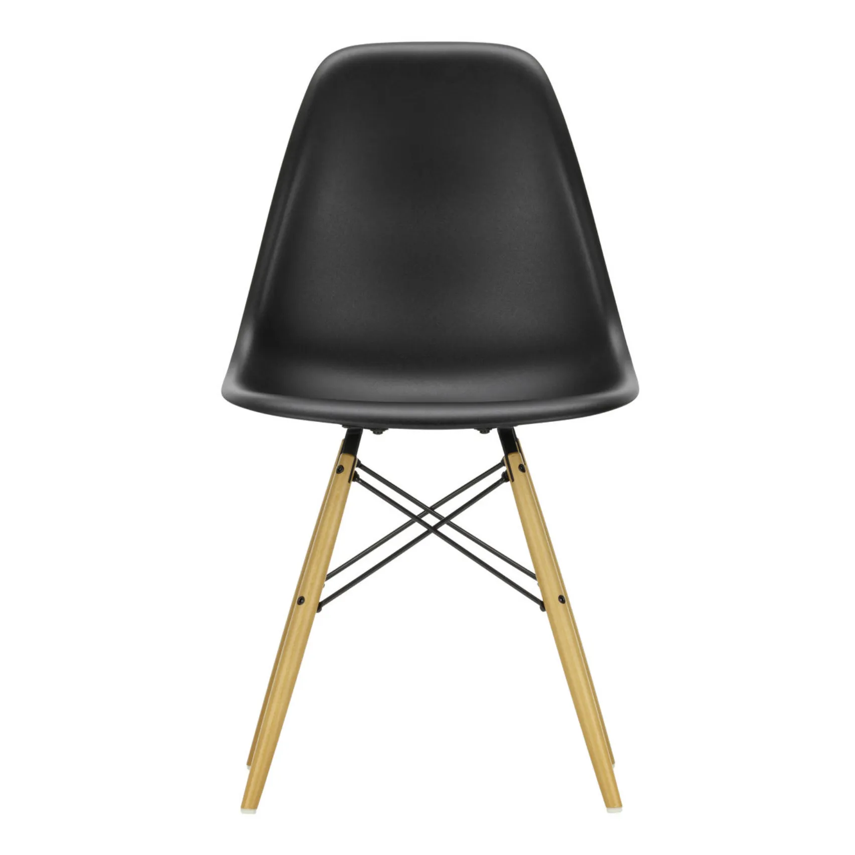 Vitra Black Dsw Plastic Chair - Maple Base - Charles & Ray Eames