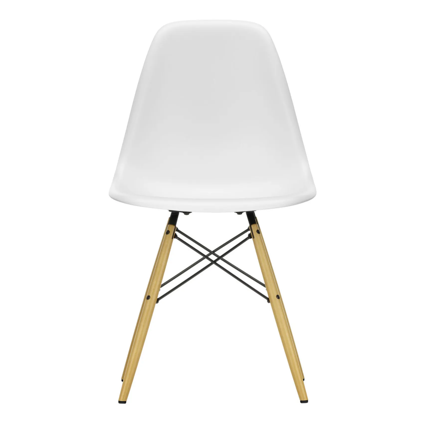 Vitra White Dsw Plastic Chair - Maple Base - Charles & Ray Eames