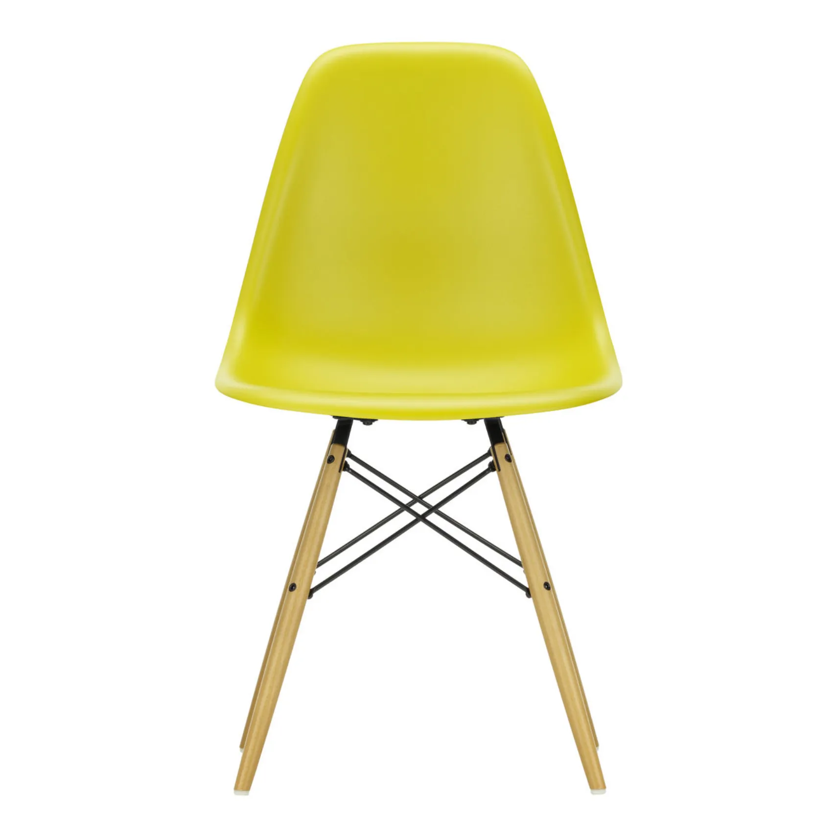 Vitra Mustard Dsw Plastic Chair - Maple Base - Charles & Ray Eames