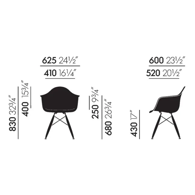 Chaise DAW - piétement érable - Charles & Ray Eames | Gris bleuté