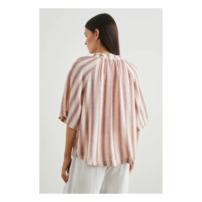 Blusa de rayas de lino Eveline | Crudo