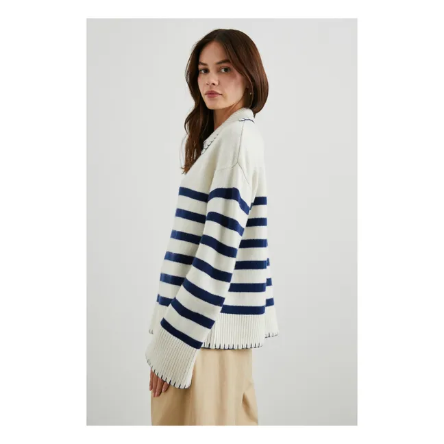 Maglione Athena a righe in lana e cashmere | Ecru