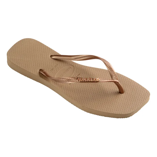 Square Logo Metallic flip-flops | Pink