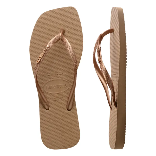 Square Logo Metallic flip-flops | Pink