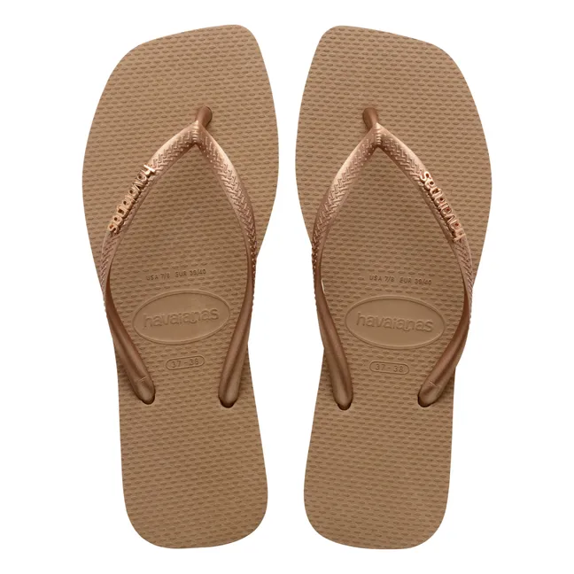 Square Logo Metallic flip-flops | Pink