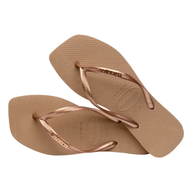 Square Logo Metallic flip-flops | Pink