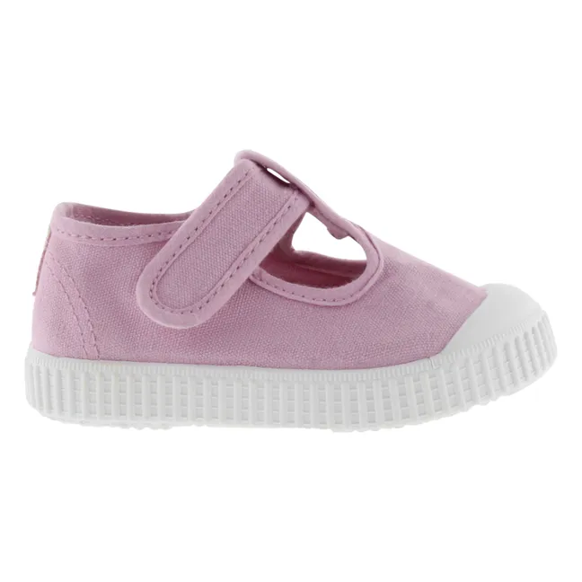 Rayado Zapatillas Sandalia Tira Lona | Rosa Bombón