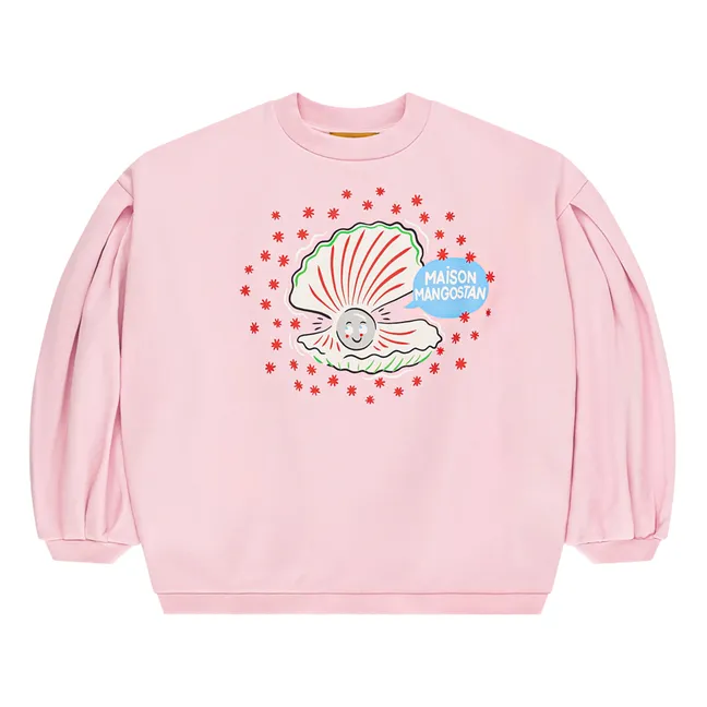 Oyster organic cotton sweatshirt | Pale pink