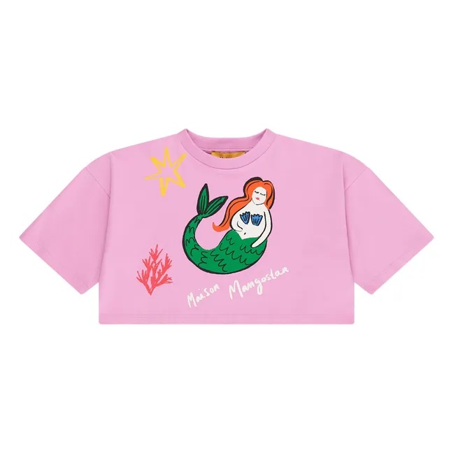 Cropped Mermaid T-Shirt aus Bio-Baumwolle | Rosa