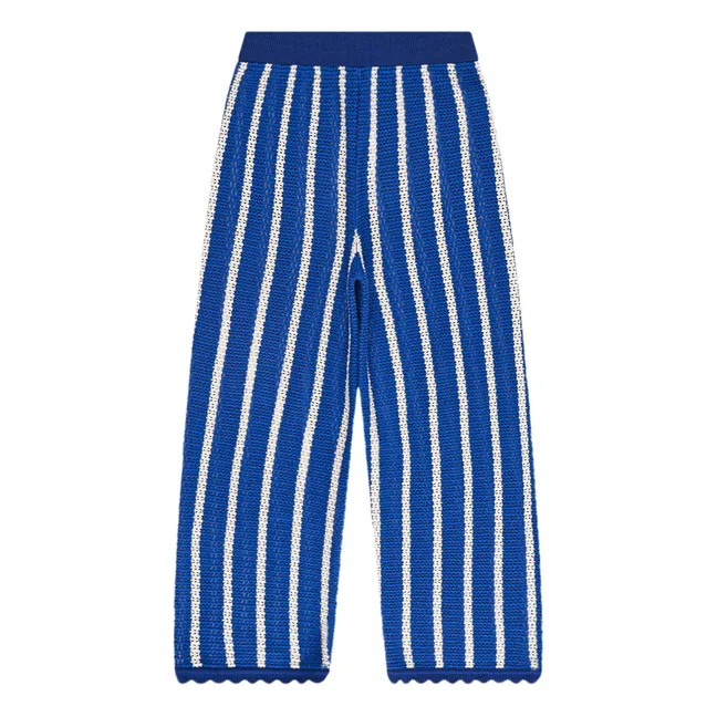 Pantaloni in maglia a righe | Blu marino