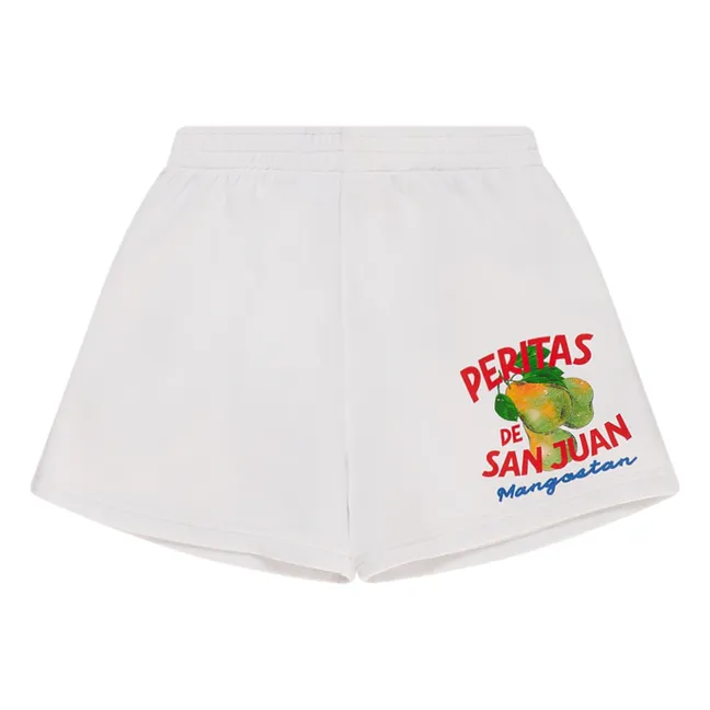 Pantalones cortos de forro polar de algodón orgánico Peritas | Blanco